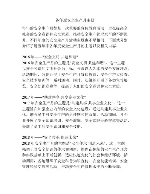 各年度安全生产月主题