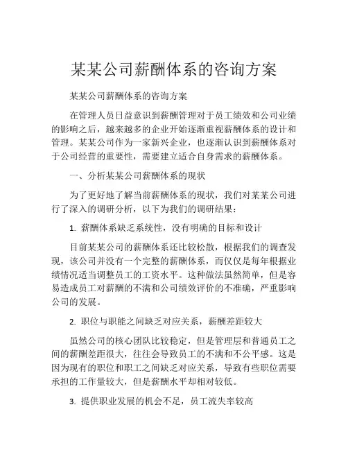 某某公司薪酬体系的咨询方案
