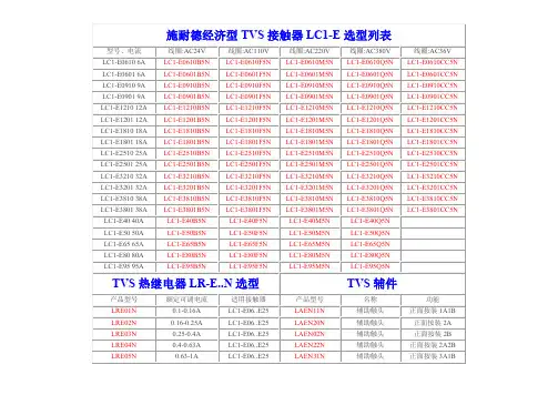 施耐德E型接触器型号汇总