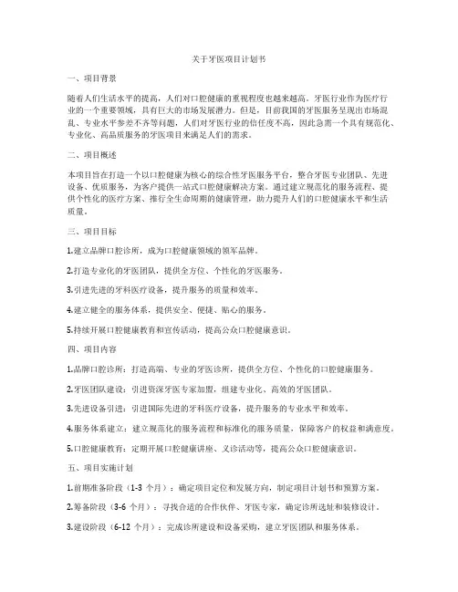 关于牙医项目计划书