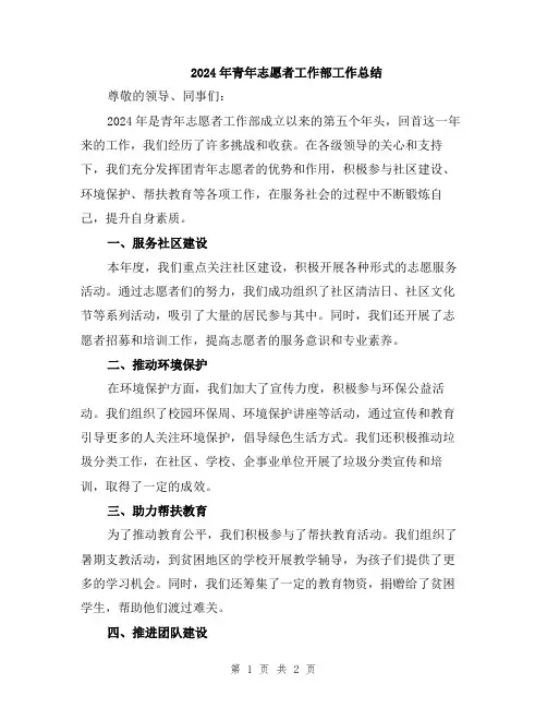 2024年青年志愿者工作部工作总结