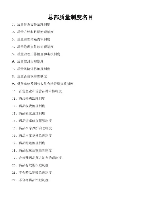 连锁药店质量管理制度