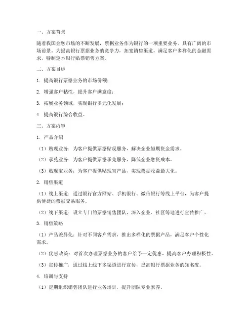 银行贴票销售方案