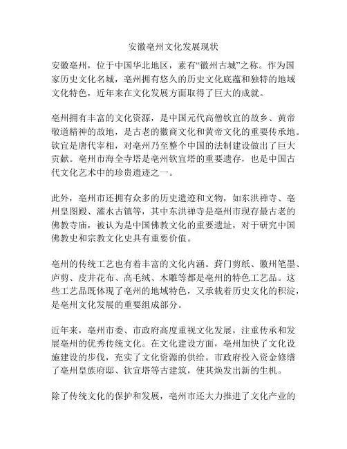 安徽亳州文化发展现状