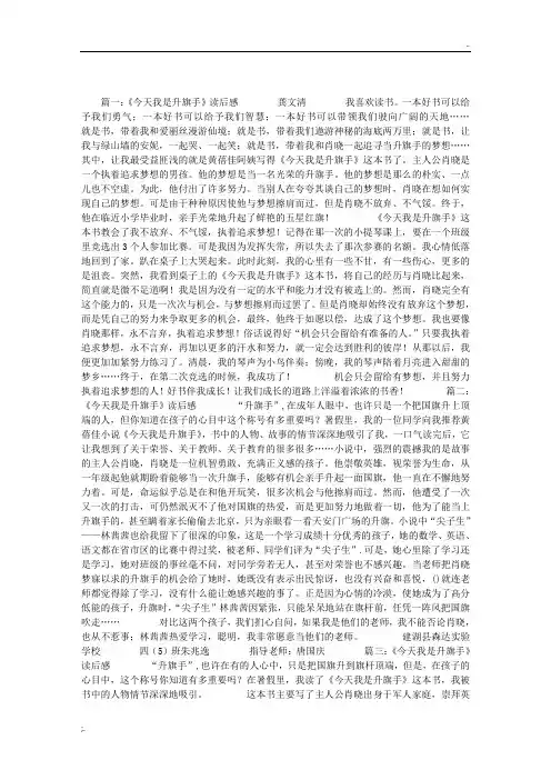 今天我是升旗手读后感4篇