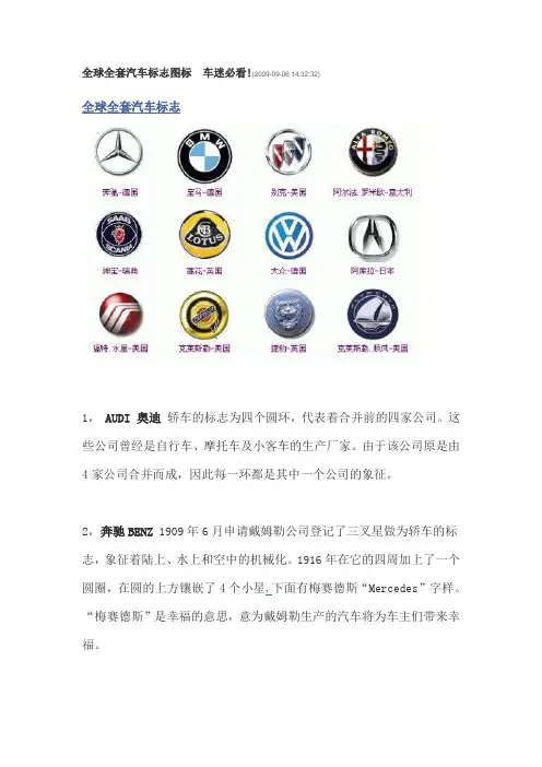 全球汽车图标,大全,必看