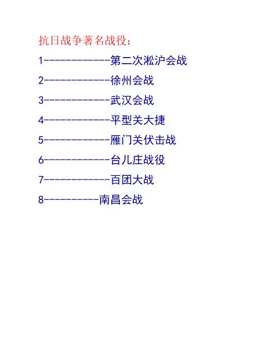 抗日战争著名战役