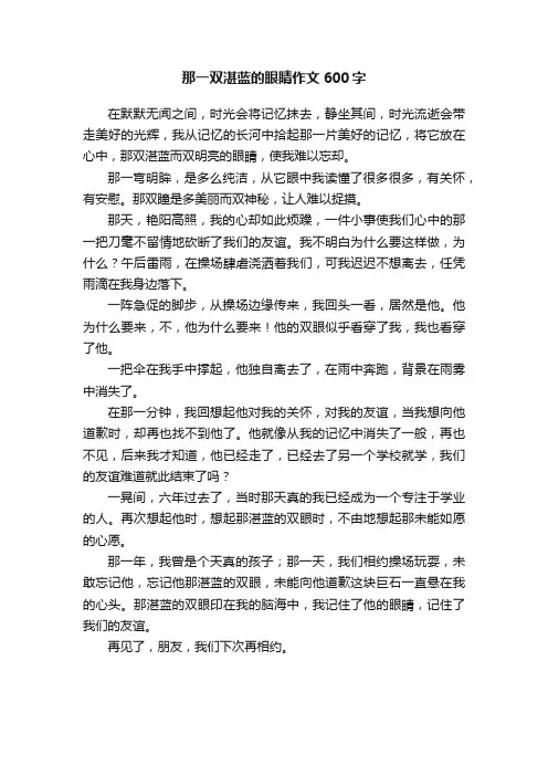 那一双湛蓝的眼睛作文600字