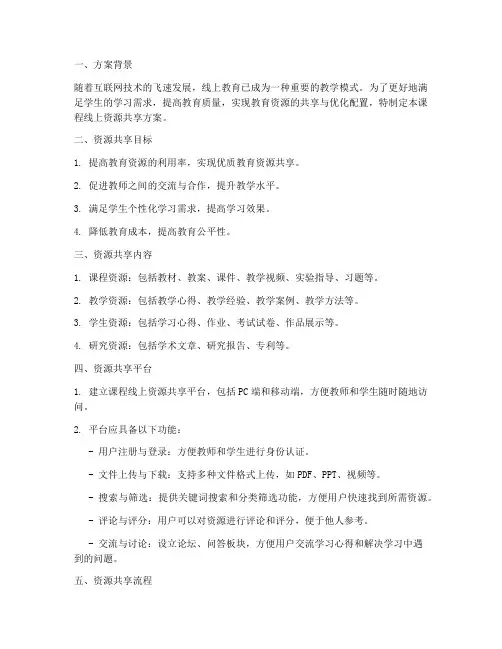 课程线上资源共享方案模板