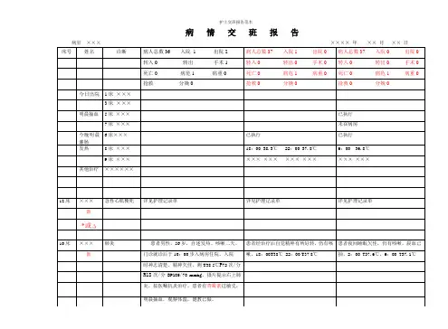 护士交班报告范本