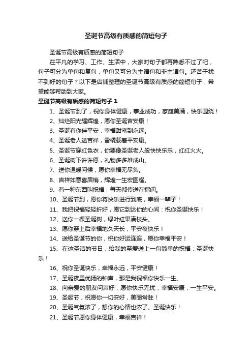 圣诞节高级有质感的简短句子