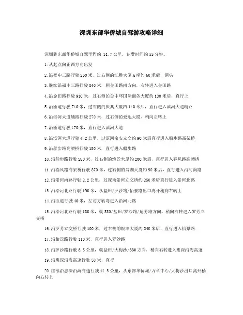 深圳东部华侨城自驾游攻略详细