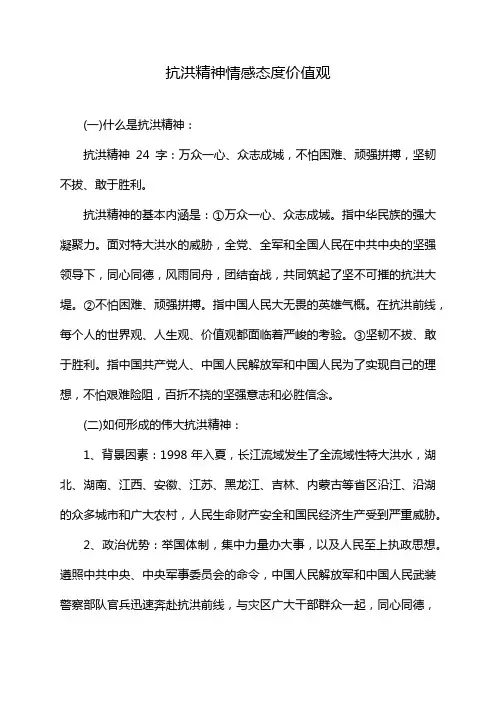 抗洪精神情感态度价值观