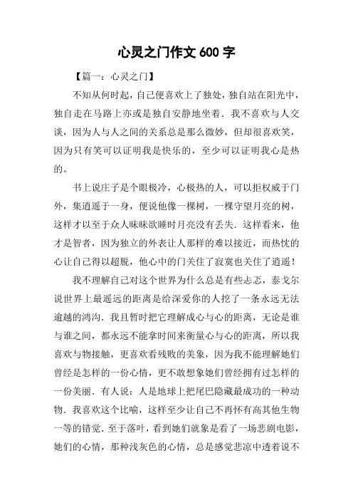 心灵之门作文600字