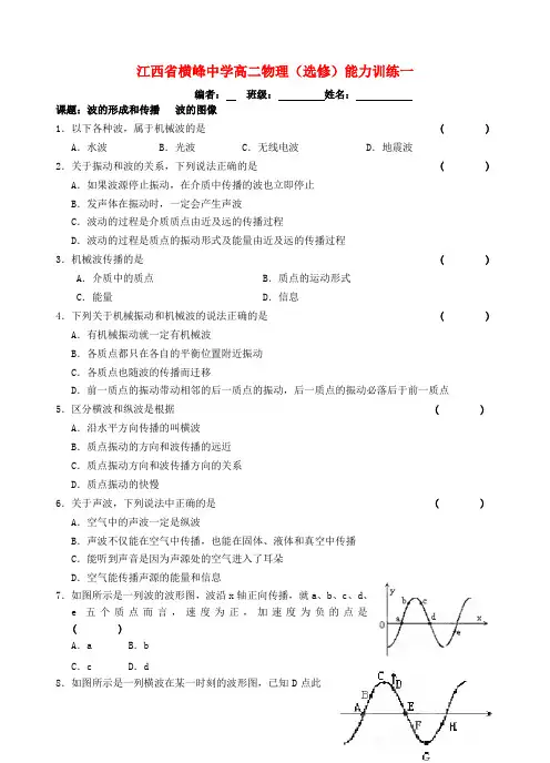 江西省横峰中学高二物理 能力训练一(选修)