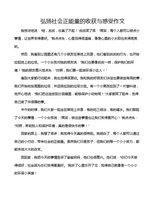 弘扬社会正能量的收获与感受作文