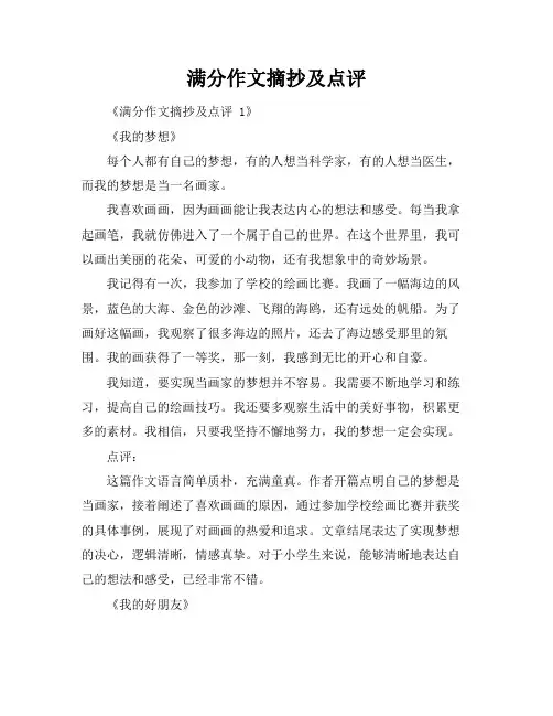满分作文摘抄及点评