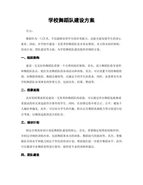 学校舞蹈队建设方案