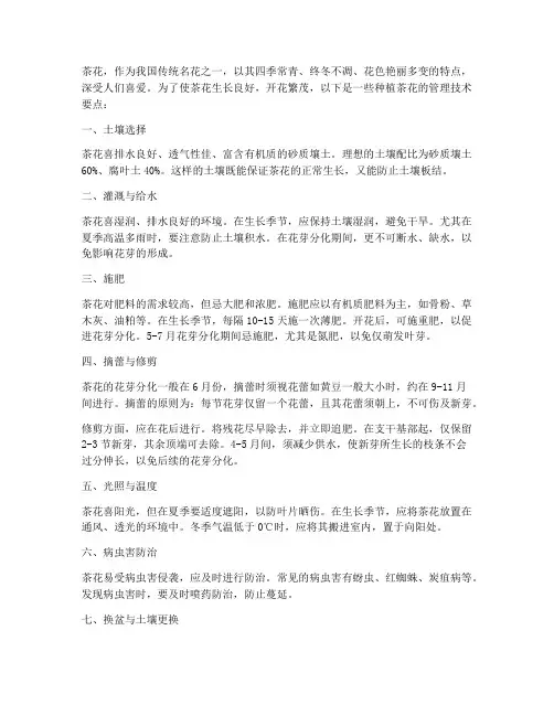 种植茶花的管理技术