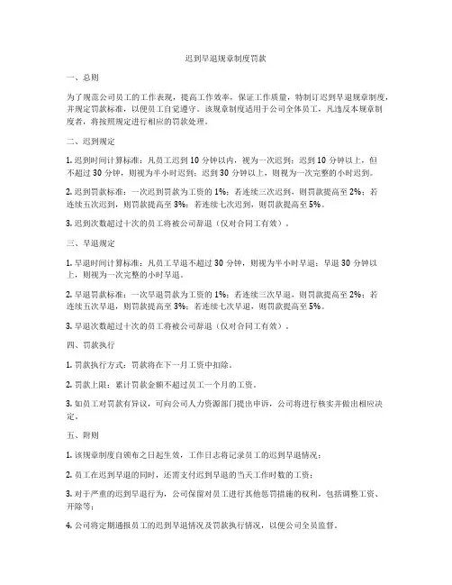 迟到早退规章制度罚款