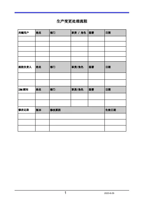 SAP生产变更处理流程