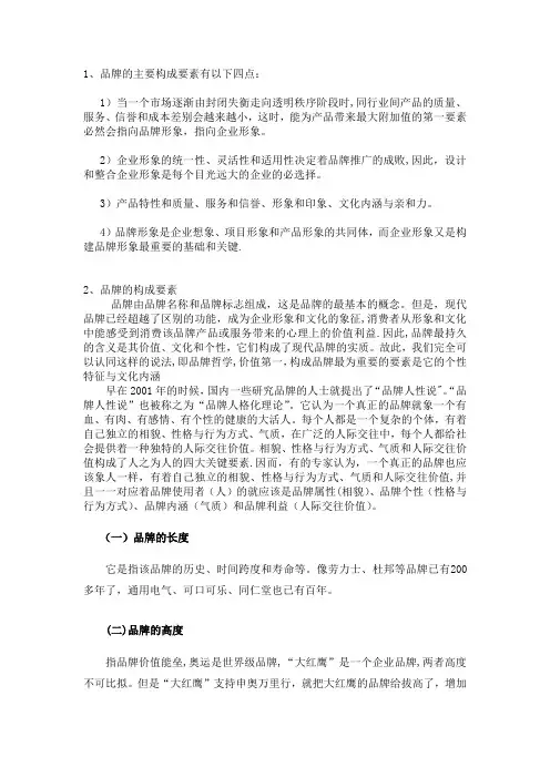 品牌的主要构成要素