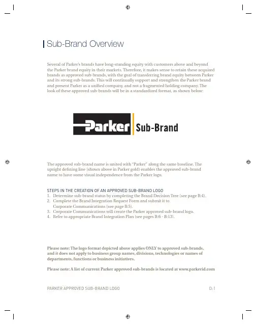 Parker 品牌下的子品牌徽标设计指南说明书