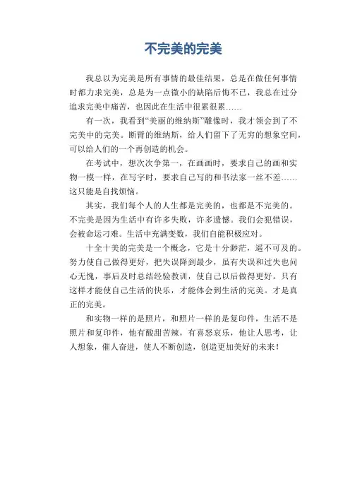 高中生议论文范文：不完美的完美