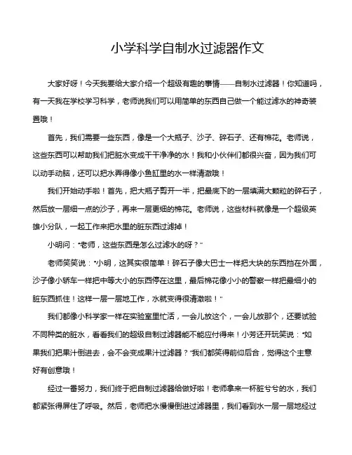 小学科学自制水过滤器作文