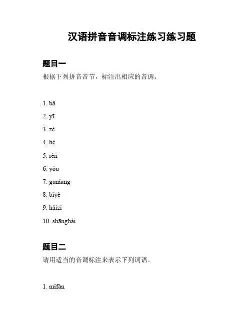 汉语拼音音调标注练习练习题