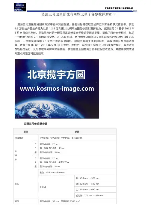 资源三号卫星影像有两颗卫星了各参数详解如下