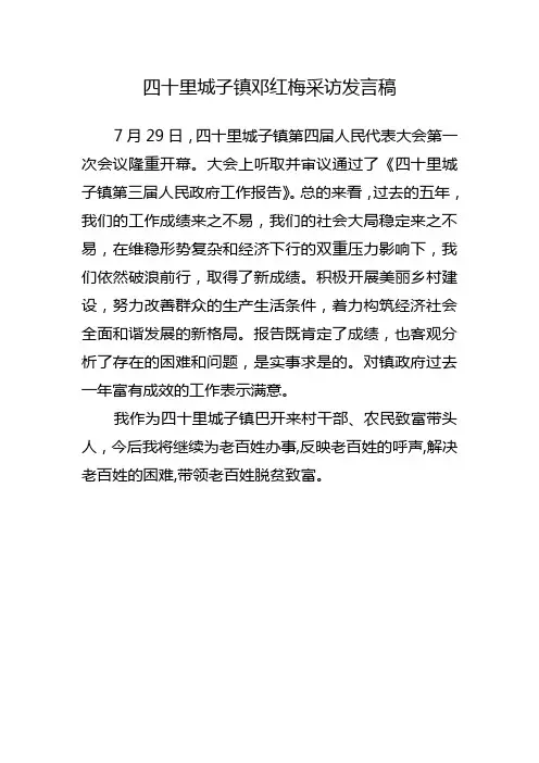 四十里城子镇邓红梅采访发言稿