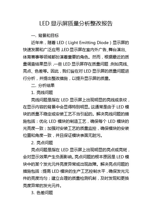 LED显示屏质量分析整改报告