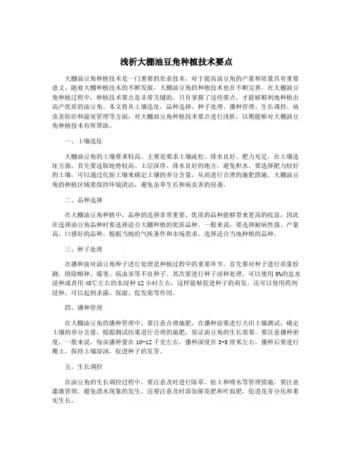 浅析大棚油豆角种植技术要点