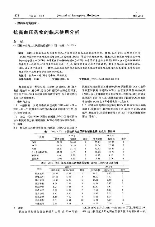 抗高血压药物的临床使用分析