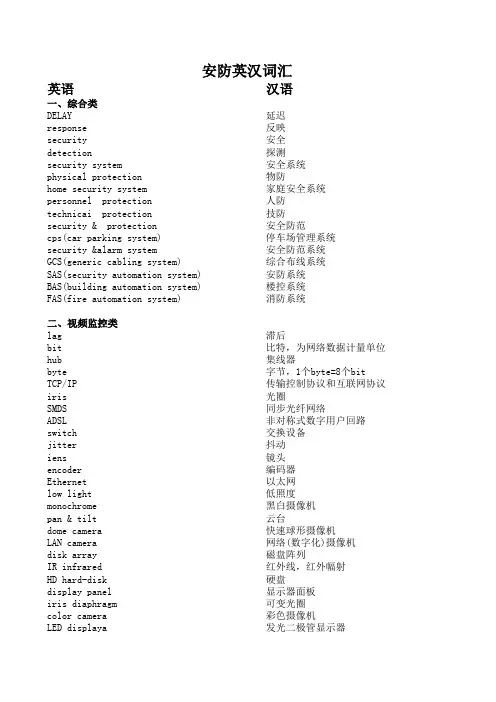 安防英汉词汇