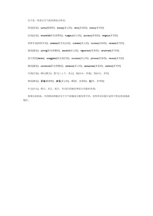 表示天气的单词