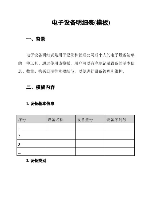 电子设备明细表(模板)