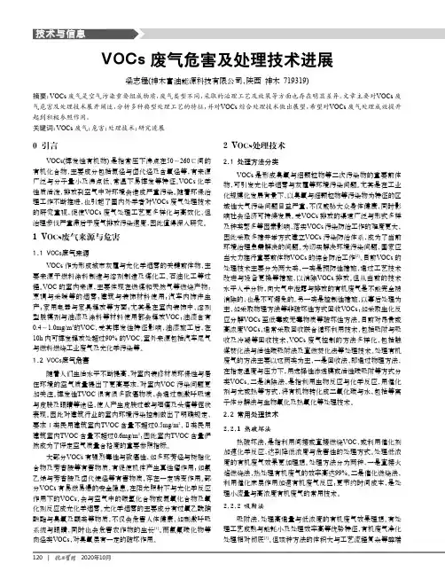 VOCs废气危害及处理技术进展