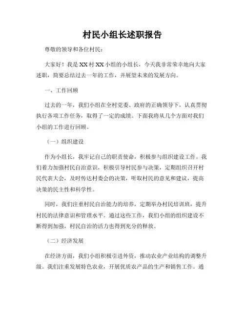 村民小组长述职报告