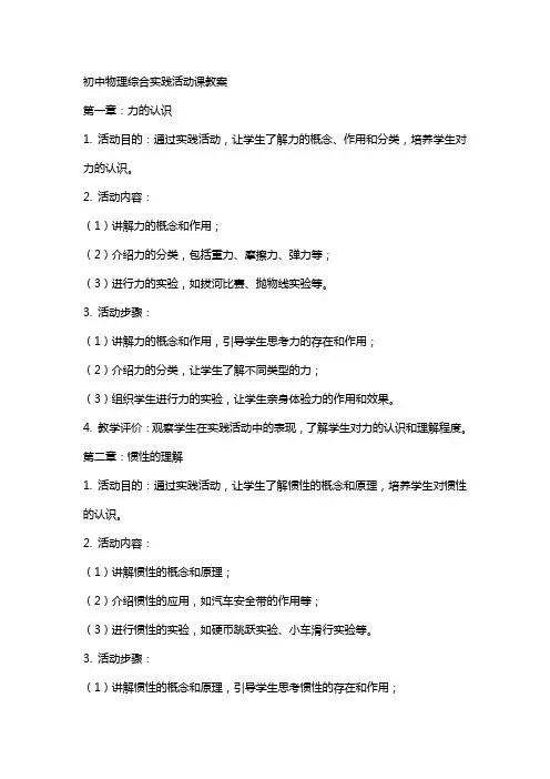 初中物理综合实践活动课教案