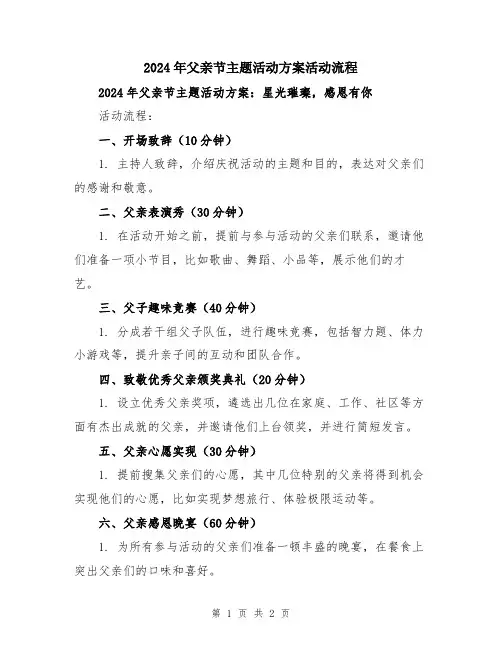 2024年父亲节主题活动方案活动流程