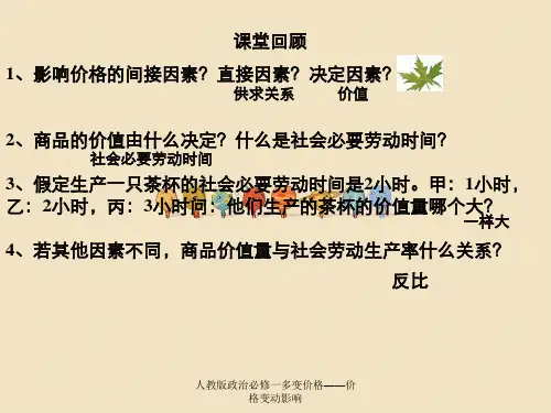 人教版政治必修一多变价格——价格变动影响