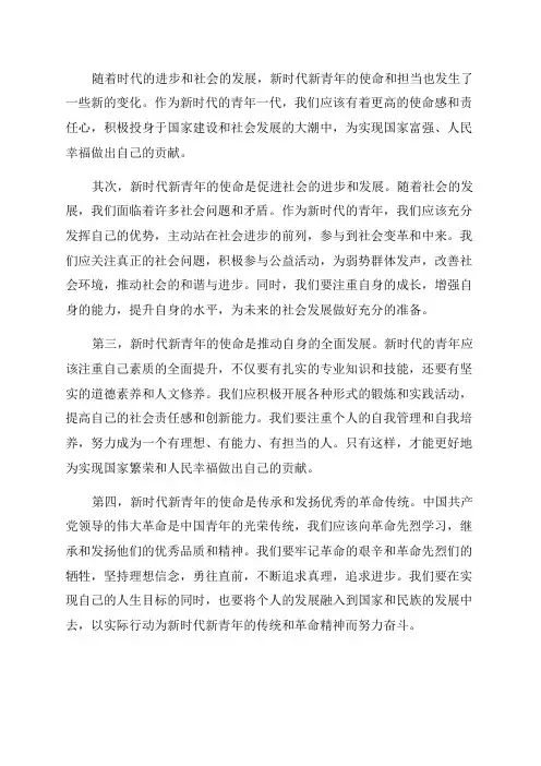 新时代新青年的使命担当心得体会