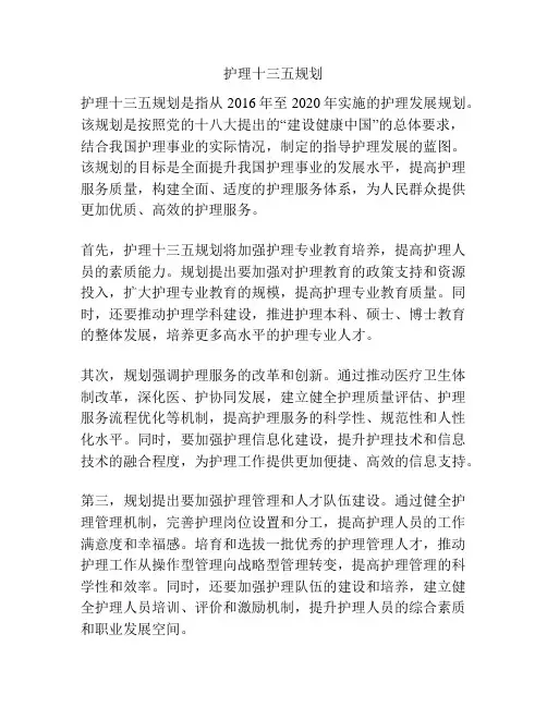 护理十三五规划