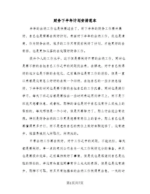 财务下半年计划安排范本（四篇）