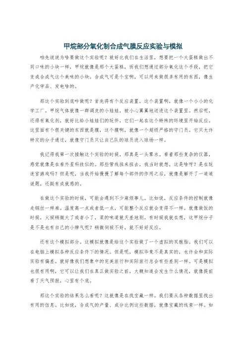 甲烷部分氧化制合成气膜反应实验与模拟