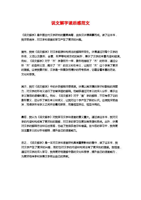说文解字读后感范文
