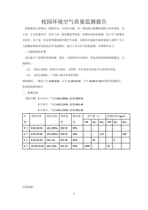 校园环境空气质量监测报告