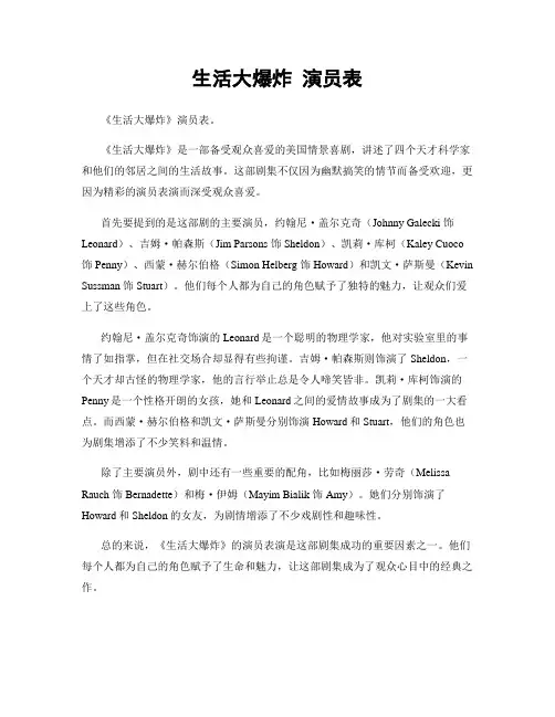 生活大爆炸 演员表